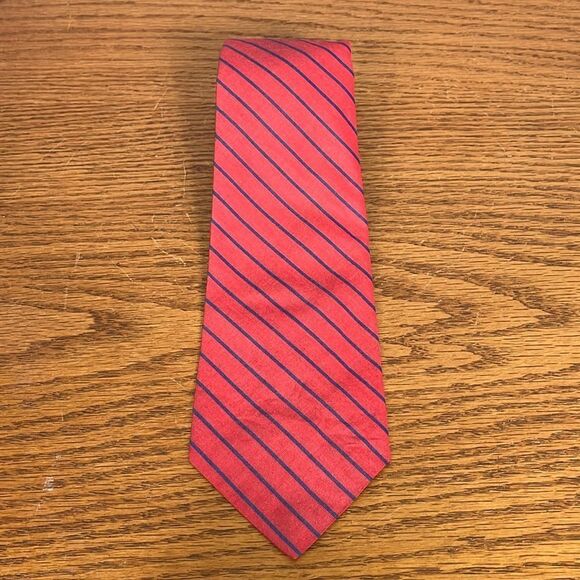 Polo by Ralph Lauren 100% cotton Red & Blue Striped Men’s Neck Tie made in USA - Picture 1 of 9